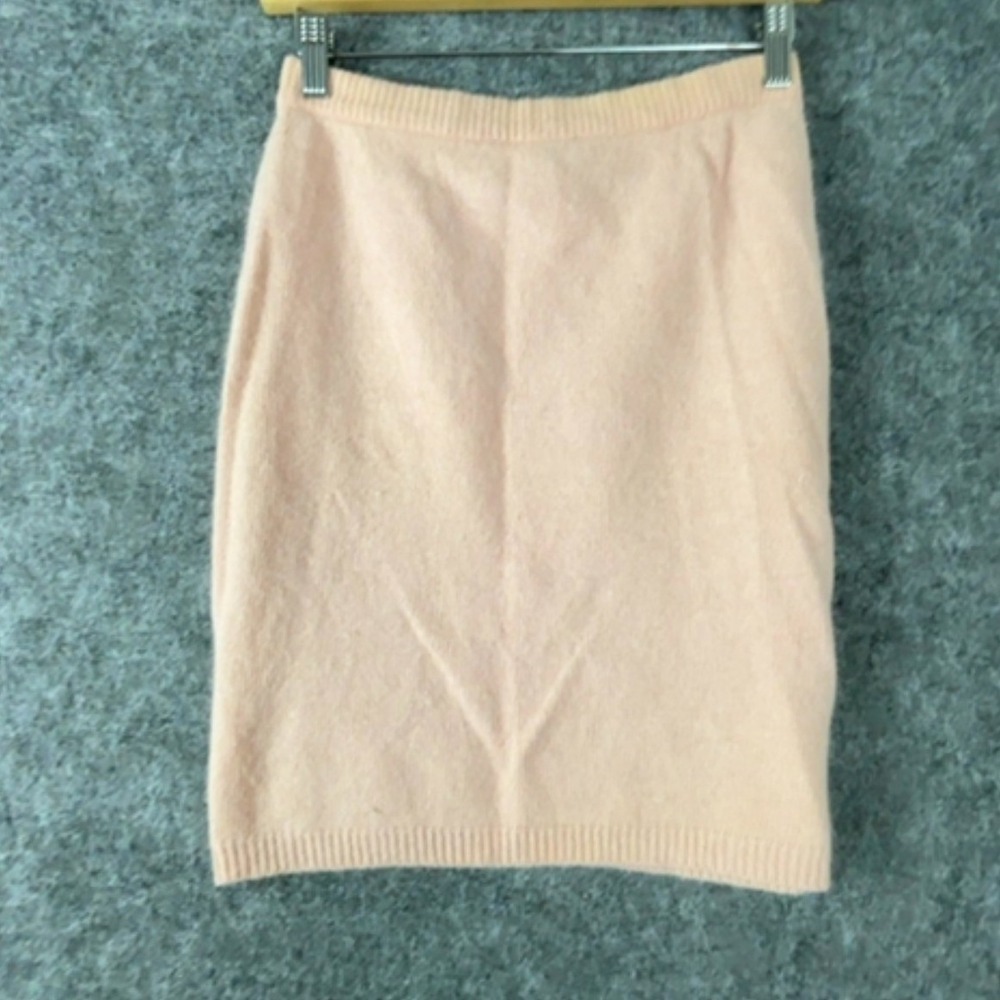 Vintage Petite Sophisticate Pencil Skirt Women Small Office Chic Peach Pink Knit